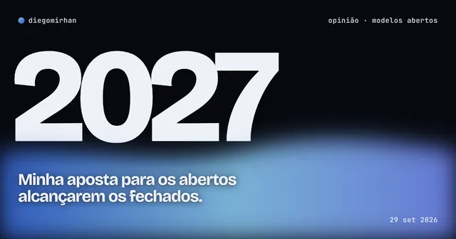 "2027" em letras enormes sobre uma onda de luz azul; Minha aposta para os abertos alcançarem os fechados.