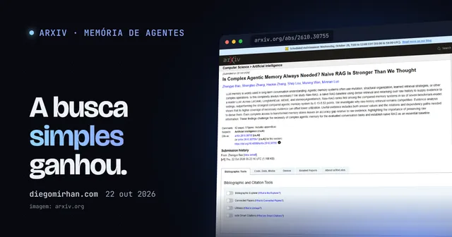 "A busca simples ganhou." ao lado de uma janela com página do paper Raw-RAG no arXiv